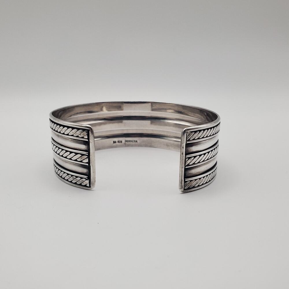 Vintage Sterling Silver Twisted Rope Cable 1” Wide Cuff Bracelet Men’s Women’s - Picture 5 of 11